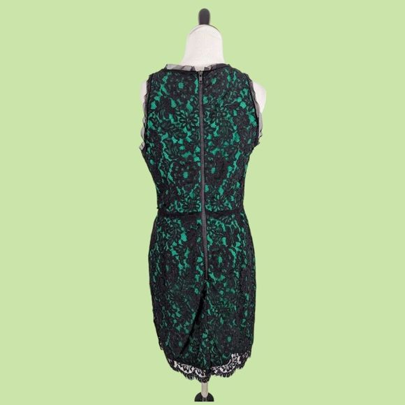Milly size 8 Black Lace Overlay Green   Sleeveless‎ mini A line dress - Picture 2 of 6